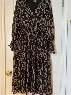 Tiered Leopard-Print Maxi Dress in Brown and Black